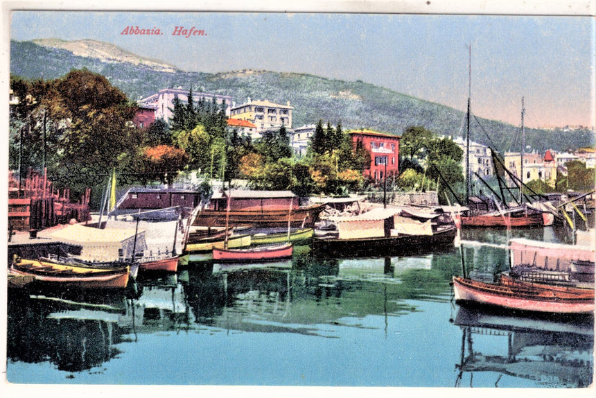 Cartolina antica Abbazia il porto Croazia