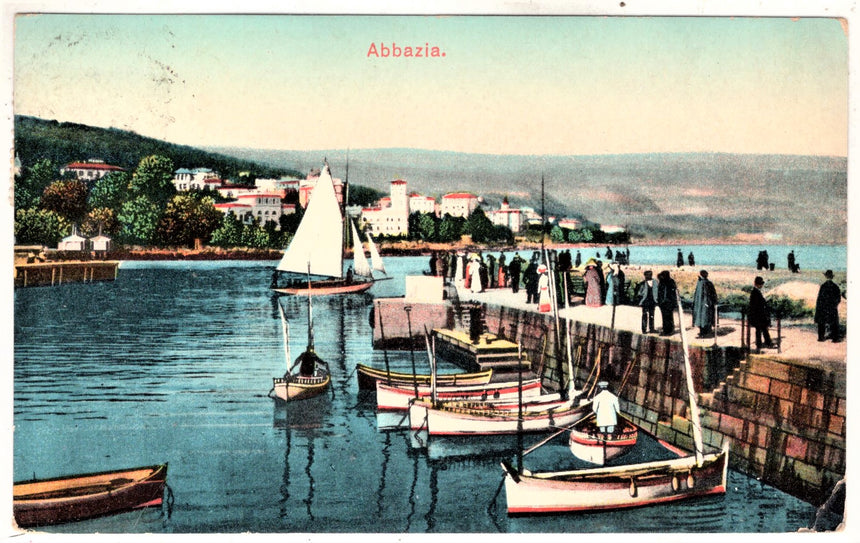 Cartolina antica Abbazia il porto Croazia