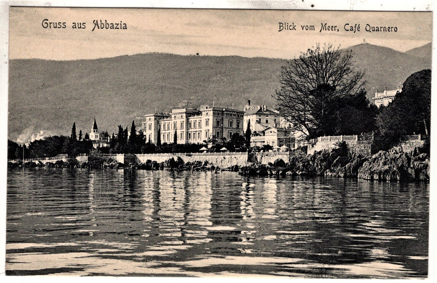 Cartolina antica Abbazia Gruss aus Abbazia caffè Quarnero