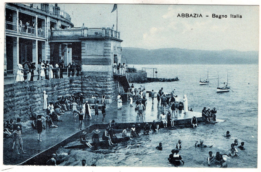 Cartolina antica Abbazia bagno Italia Croazia