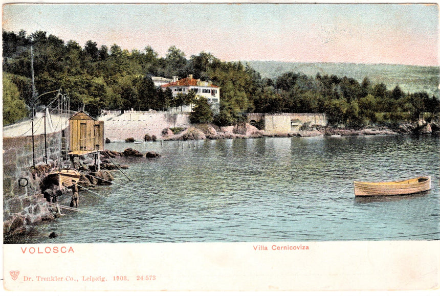 Cartolina antica Abbazia Volosca villa Cernicoviza Croazia