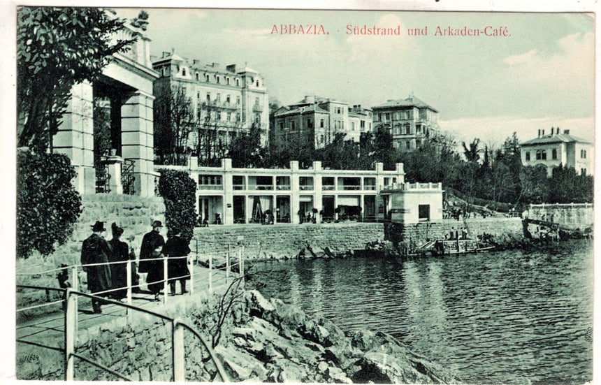 Cartolina antica Abbazia Sudtrand und Arkaden vcafè Croazia