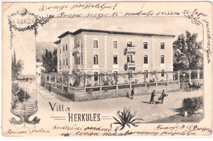 Cartolina antica Abbazia villa Herkules Croazia