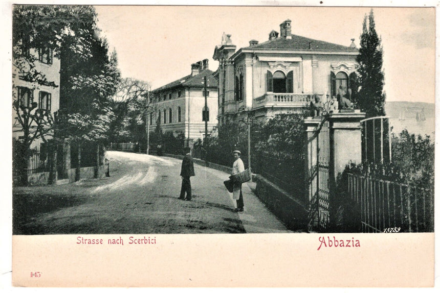 Cartolina antica Abbazia strada per Scerbici Croazia