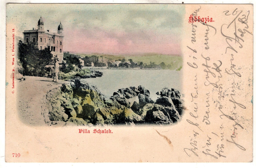 Cartolina antica Abbazia villa Schalek Croazia