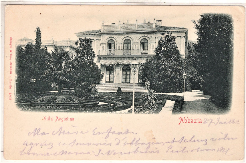 Cartolina antica Abbazia villa Angiolina Croazia