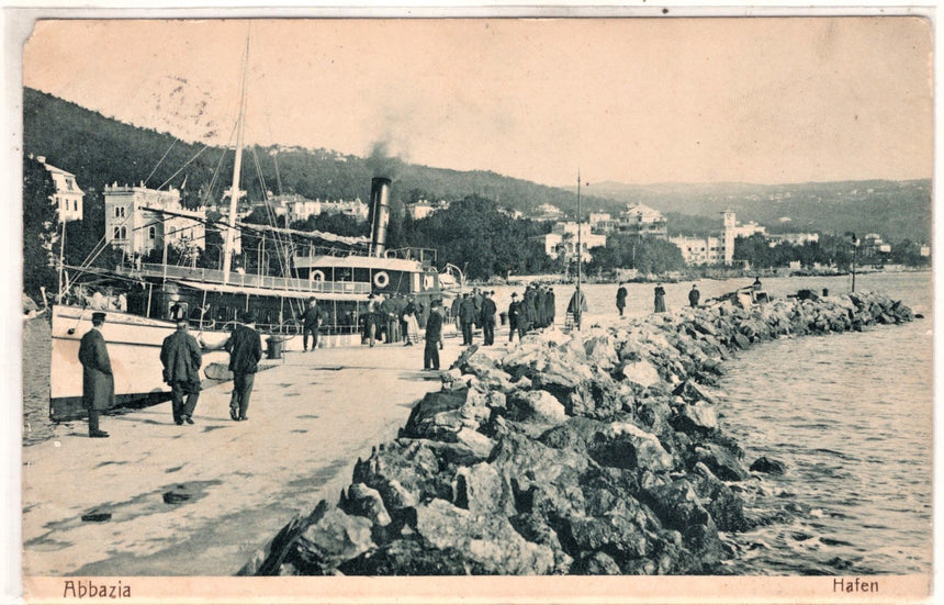 Cartolina antica Abbazia Hafen  il porto Croazia