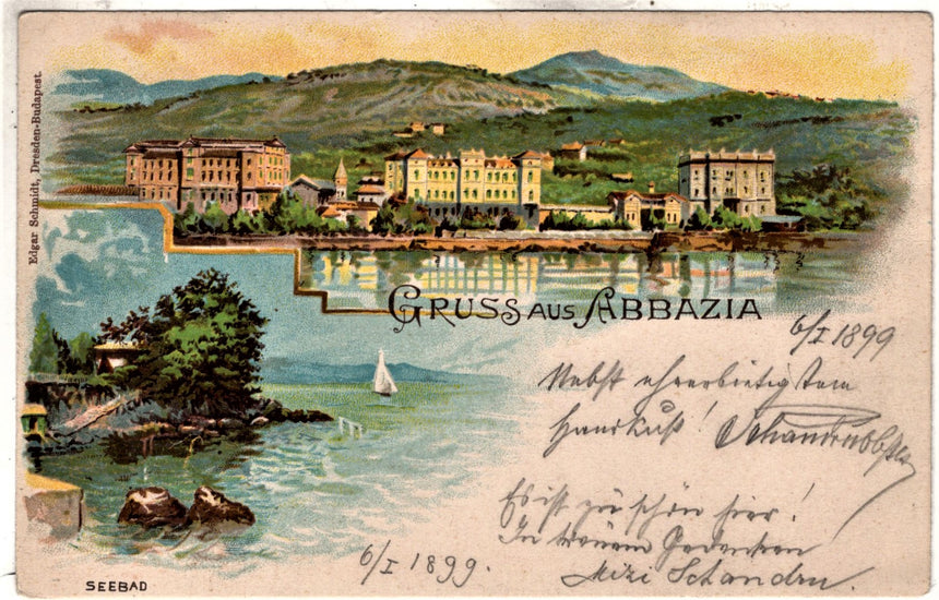 Cartolina antica Abbazia Gruss aus Abbazia Croazia