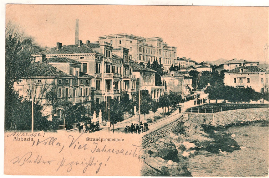 Cartolina antica Abbazia Strandpromenade Croazia