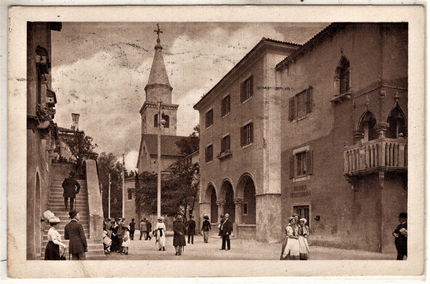 Cartolina antica Abbazia Cà d oro und campanile Croazia