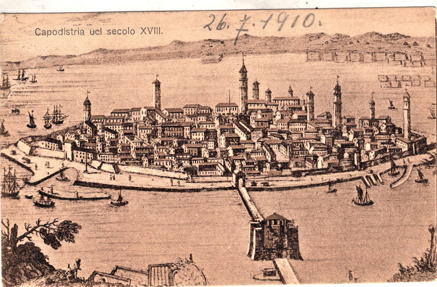 Cartolina antica Capodistria nel secolo XVIII Croazia