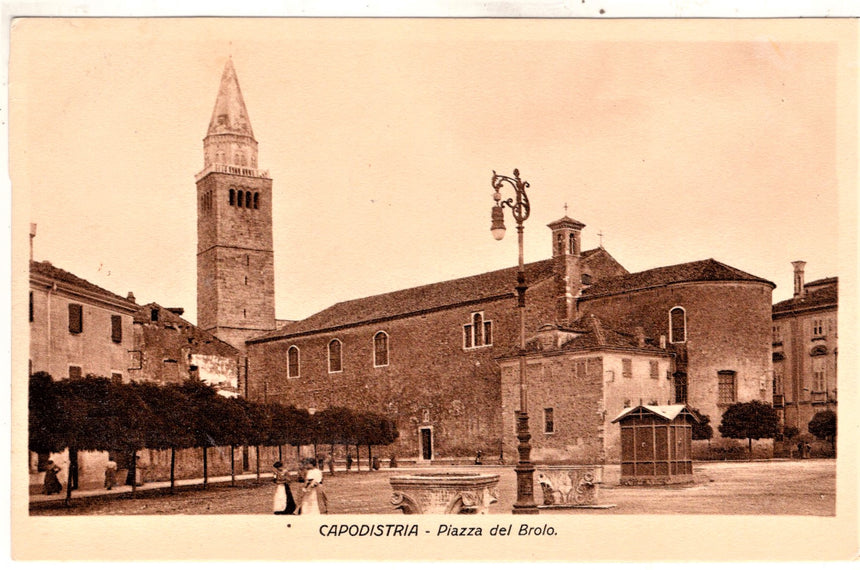 Cartolina antica Capodistria piazza del Brollo Croazia