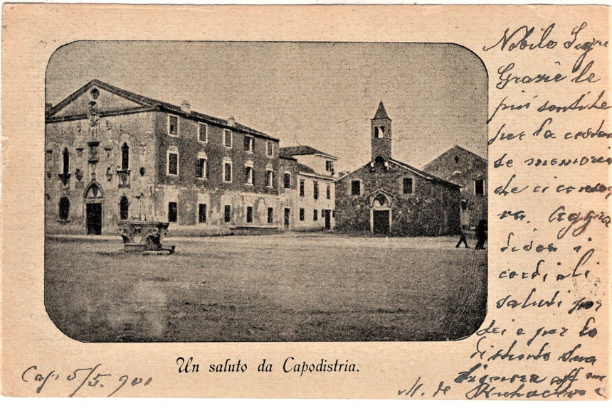 Cartolina antica Capodistria Un saluto sa Capodistria Croazia