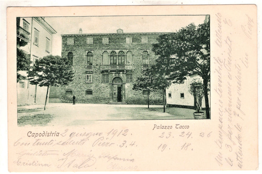 Cartolina antica Capodistria palazzo Tacco Croazia