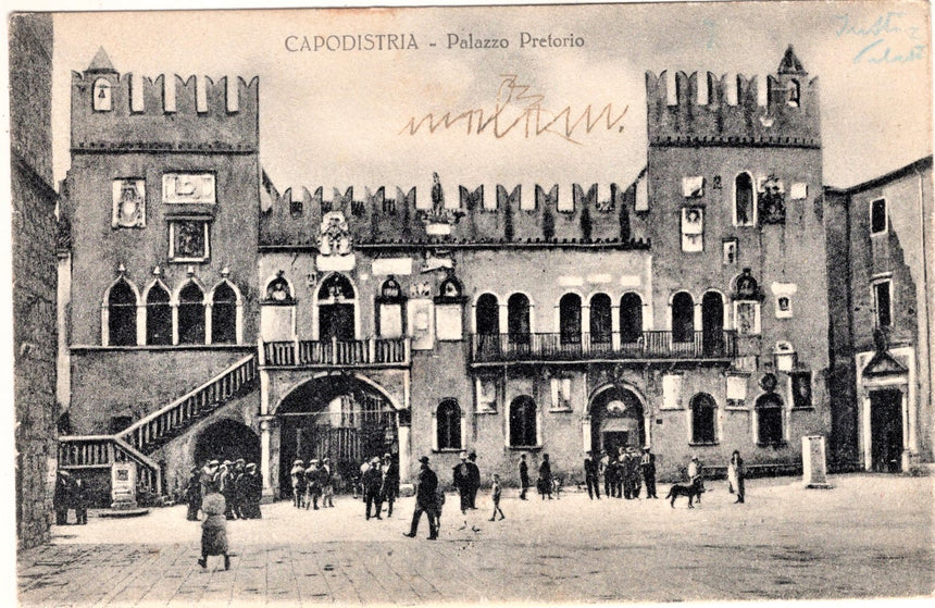 Cartolina antica Capodistria palazzo Pretorio Croazia