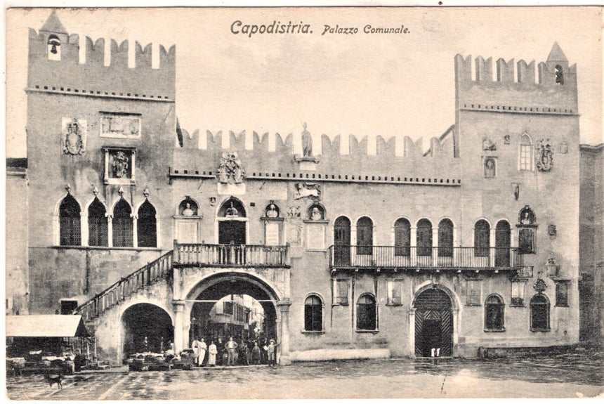 Cartolina antica Capodistria palazzo Comunale Croazia