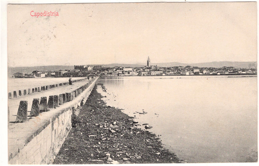 Cartolina antica Capodistria panorama sped. A Trieste Croazia
