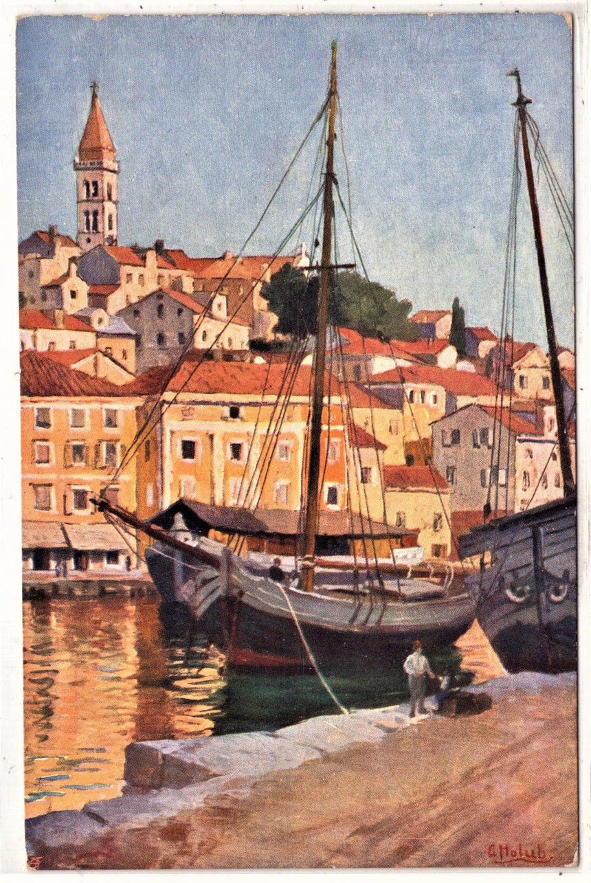 Cartolina antica Lussinpiccolo Istria particolare Croazia