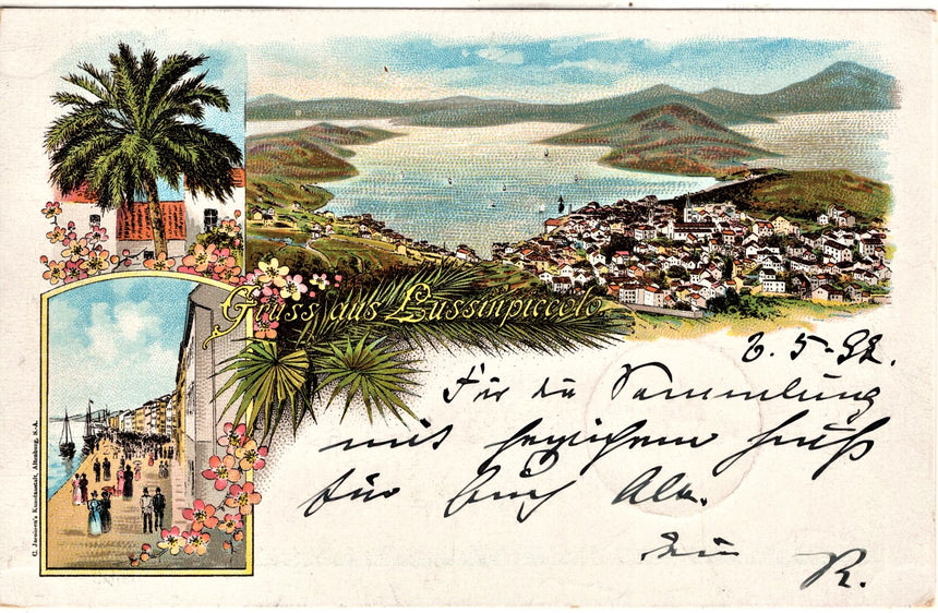 Cartolina antica Lussinpiccolo Gruss aus Lussinpiccolo Istria Croazia