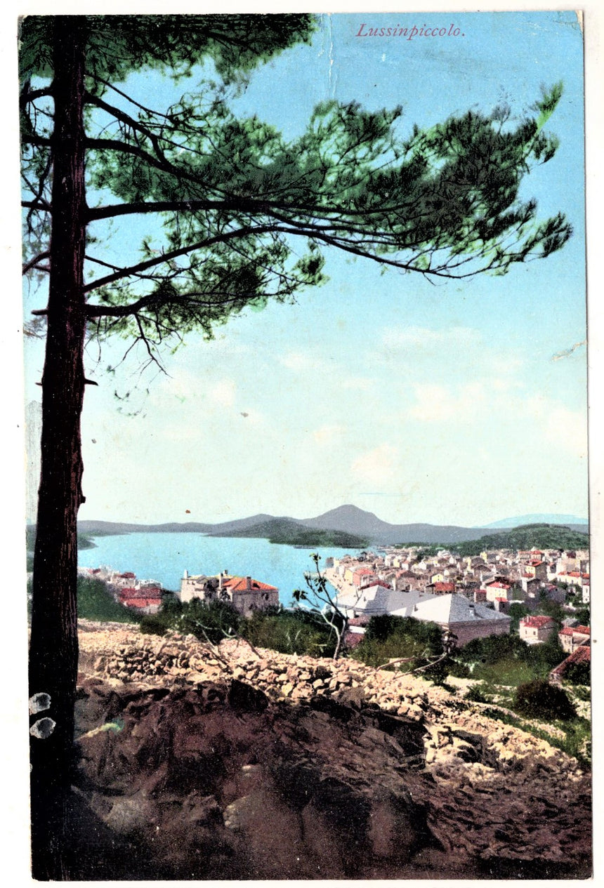 Cartolina antica Lussinpiccolo panorama Croazia