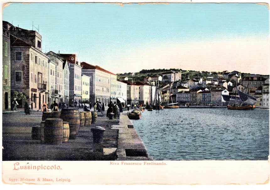 Cartolina antica Lussinpiccolo riva Francesco Ferdinando Croazia