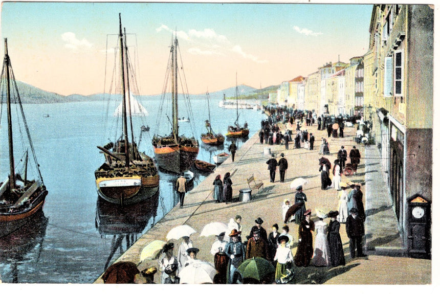 Cartolina antica Lussinpiccolo riva Francesco Ferdinando Croazia