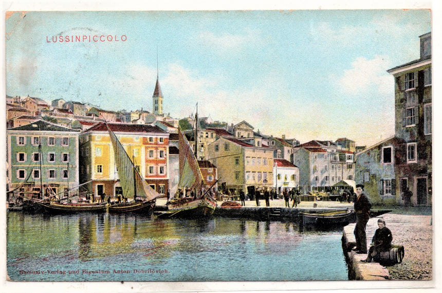 Cartolina antica Lussinpiccolo la Riva Croazia