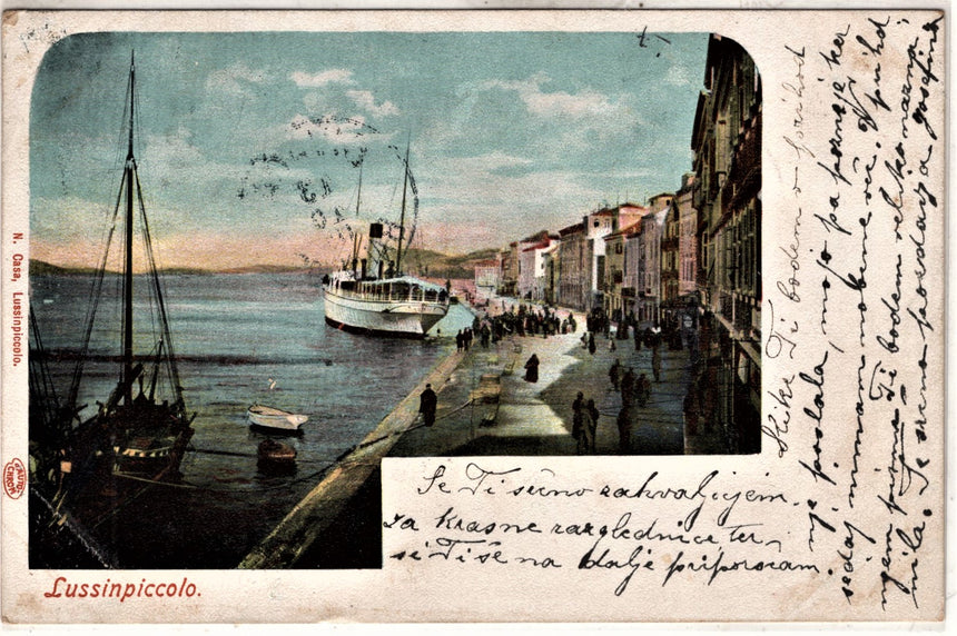 Cartolina antica Lussinpiccolo la Riva Croazia
