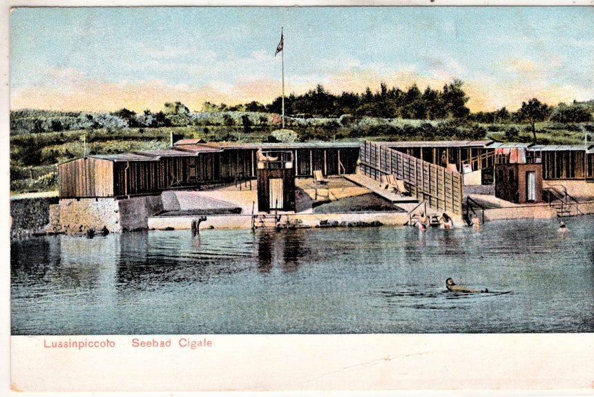 Cartolina antica Lussinpiccolo Seebad Cigale bagni Croazia
