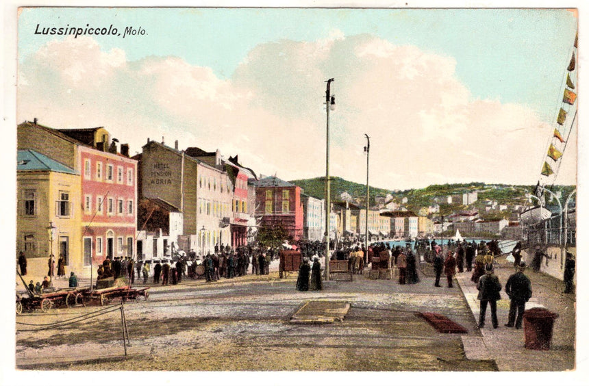 Cartolina antica Lussinpiccolo la riva Molo Croazia