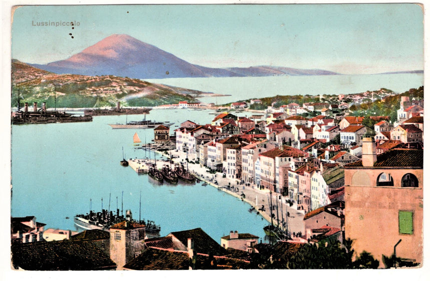 Cartolina antica Lussinpiccolo la riva Molo Croazia