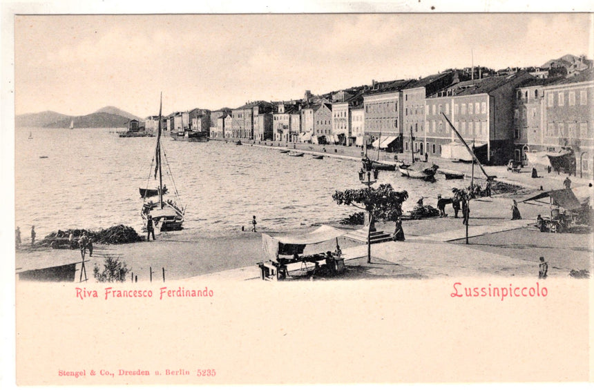Cartolina antica Lussinpiccolo riva Francesco Ferdinando Croazia