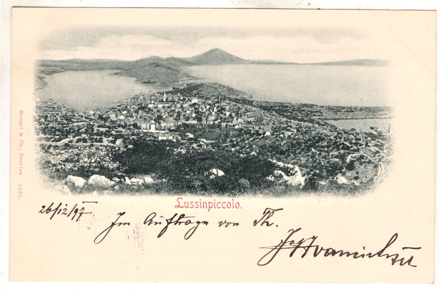 Cartolina antica Lussinpiccolo panorama Croazia spedita a Bronzolo Sudtirol