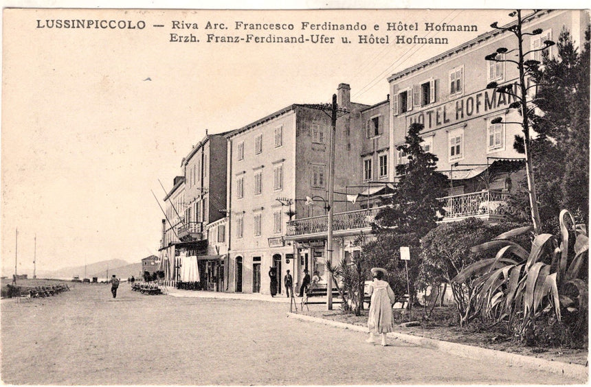 Cartolina antica Lussinpiccolo riva Francesco Ferdinando Croazia Hotel Hofman