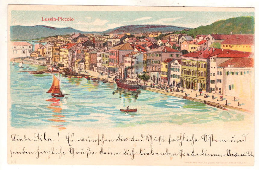 Cartolina antica Lussinpiccolo Lussin-Piccolo Panorama Istria Croazia