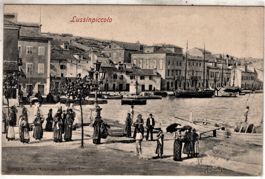 Cartolina antica Lussinpiccolo la riva Istria Croazia