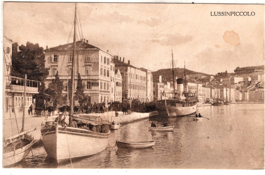 Cartolina antica Lussinpiccolo la riva Istria Croazia