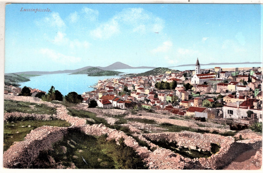Cartolina antica Lussinpiccolo panorama Istria Croazia
