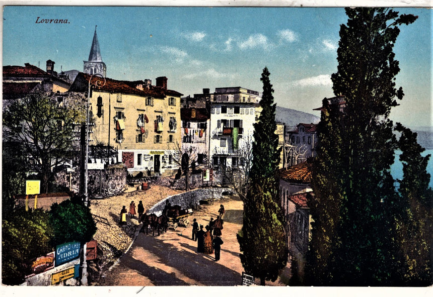Cartolina antica Lovrana panorama Croazia Istria