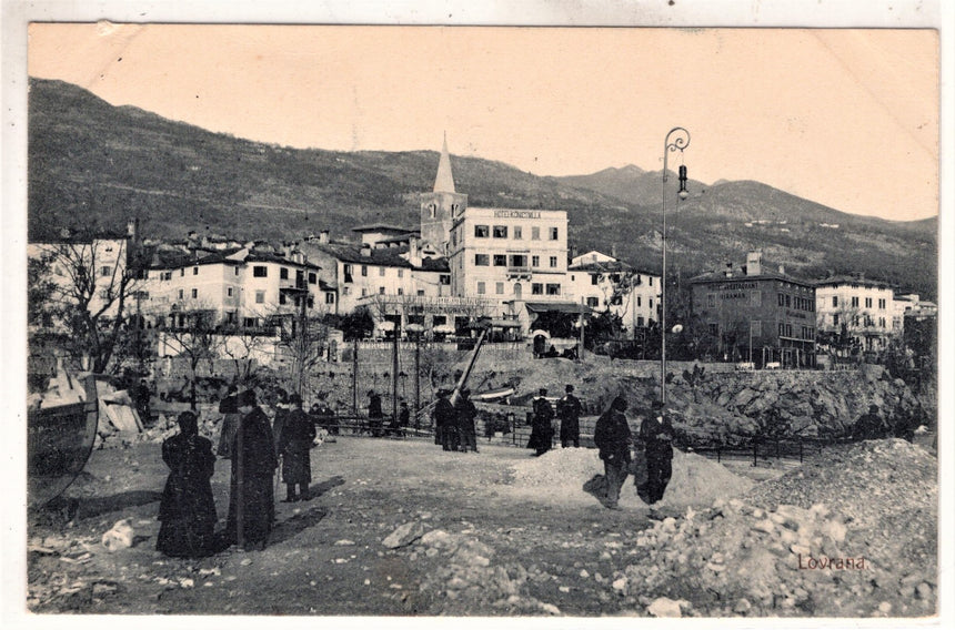 Cartolina antica Lovrana panorama Hotel Konicvilla Croazia