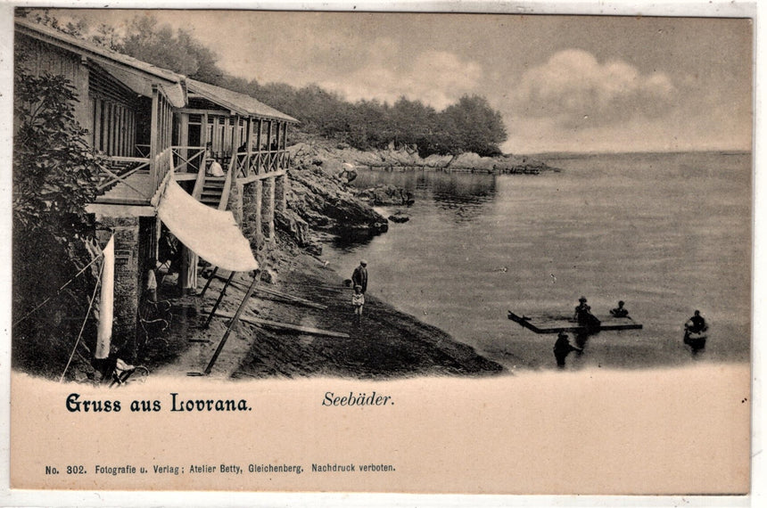 Cartolina antica Lovrana Gruss aus Lovrana Seebàder Croazia