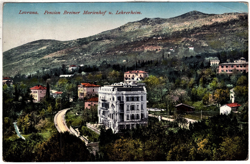 Cartolina antica Lovrana pension Breiner Marienhof Istria Croazia
