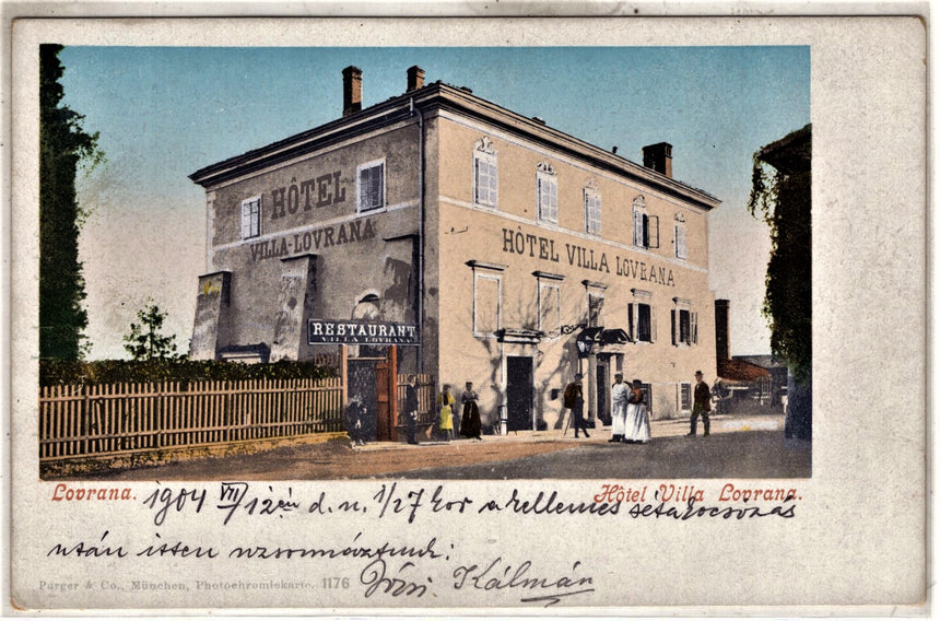 Cartolina antica Lovrana Hotel Villa Lovrana Restaurant Istria Croazia
