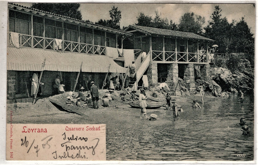 Cartolina antica Lovrana Quarnero Seebad Istria Croazia
