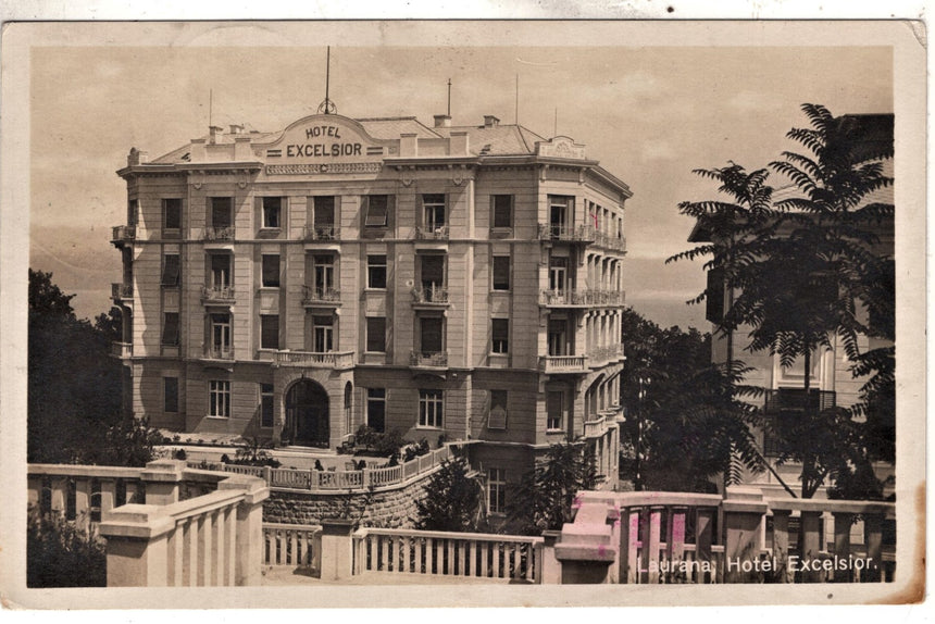 Cartolina antica Lovrana Hotel Excelsior Istria Croazia