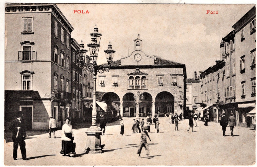 Cartolina antica Pola Forun antiko Istria Croazia
