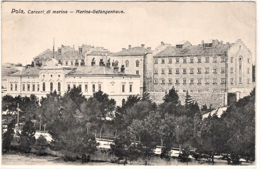 Cartolina antica Pola carceri di Marina Croazia