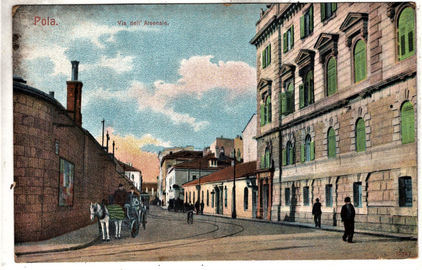 Cartolina antica Pola Croazia via dell Arsenale