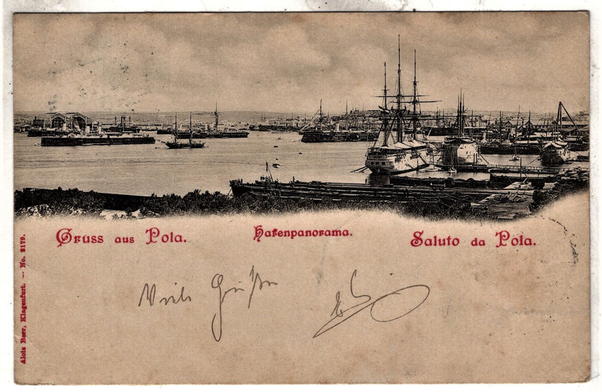 Cartolina antica Pola Gruss aus Pola Istria Croazia