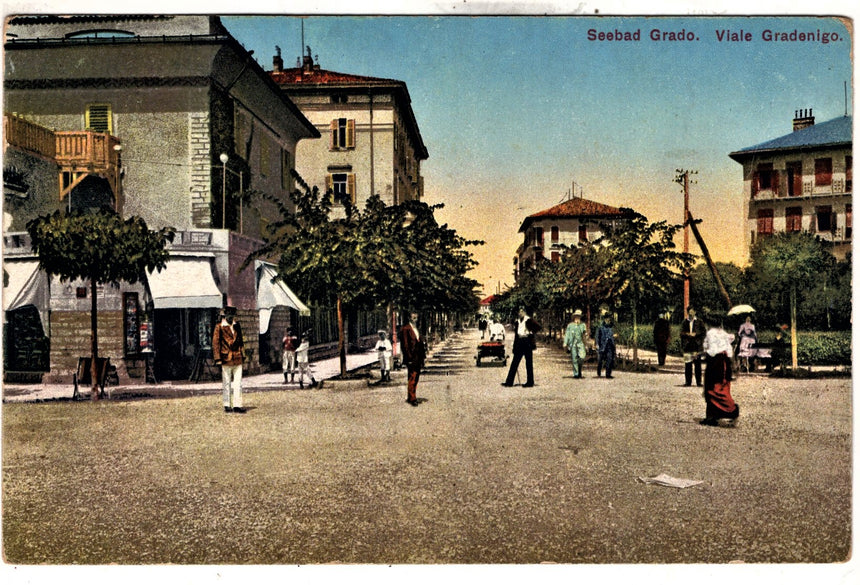 Cartolina antica Grado viale Gradenigo Croazia